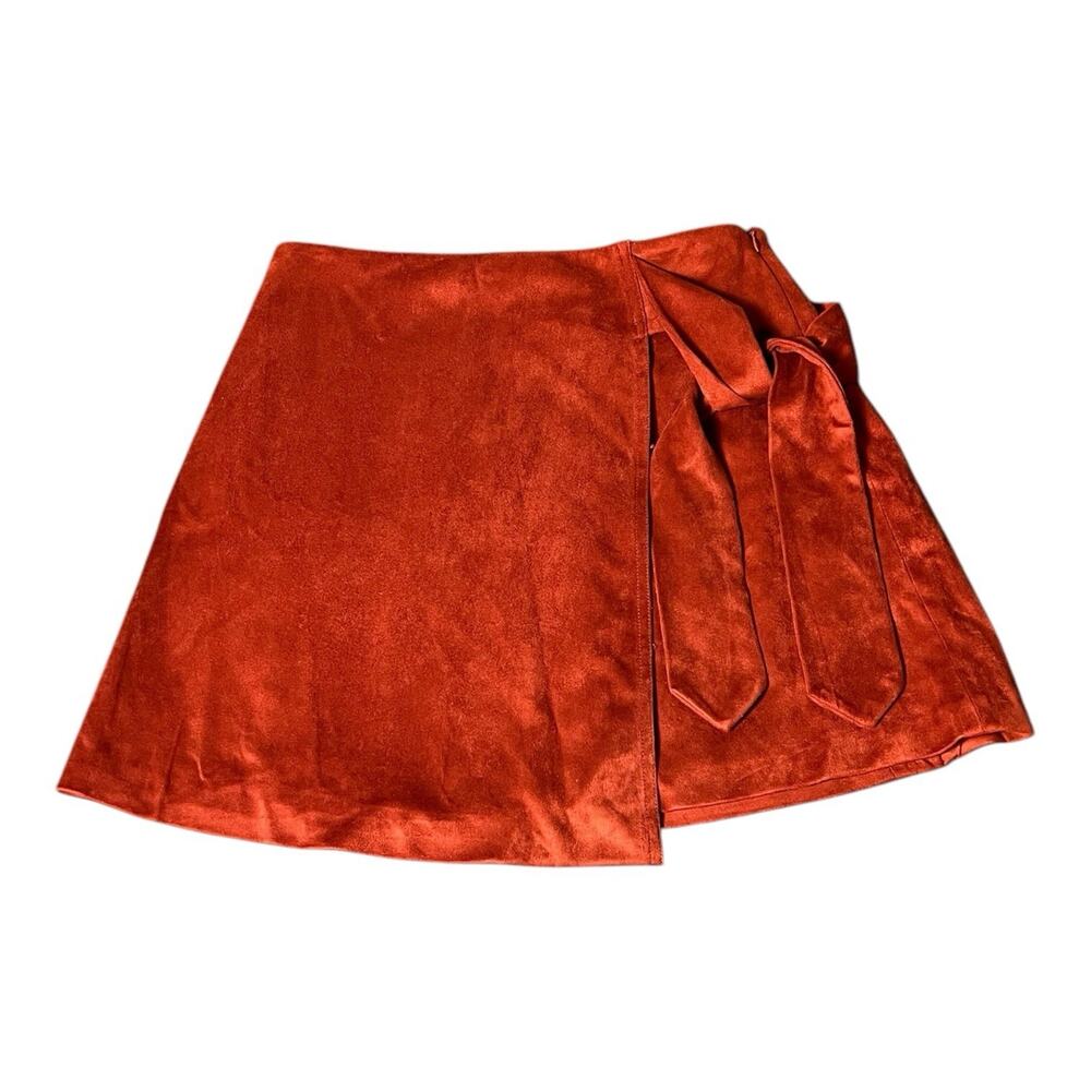 Lovers &‎ Friends Revolve Womens Lea Suede Red Velvet Mini Skirt Chic Bow Medium